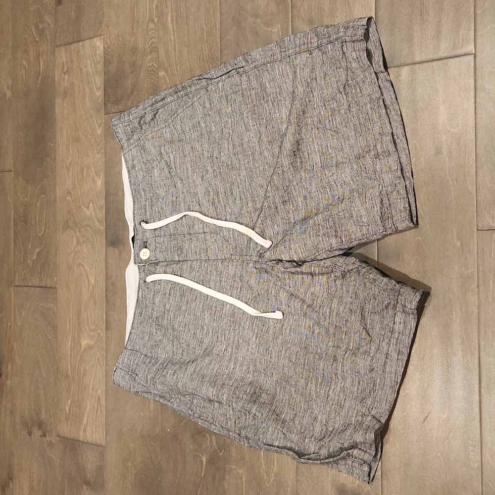 Men's Express Linen Drawstring Gray Shorts Size 34